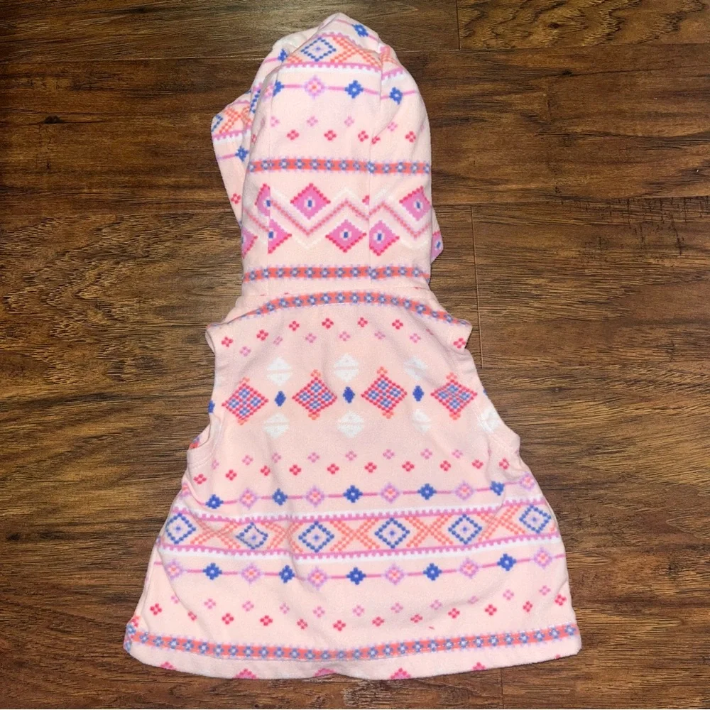 Carter's Pink and White Hooded Vest with Geometric Floral Design
